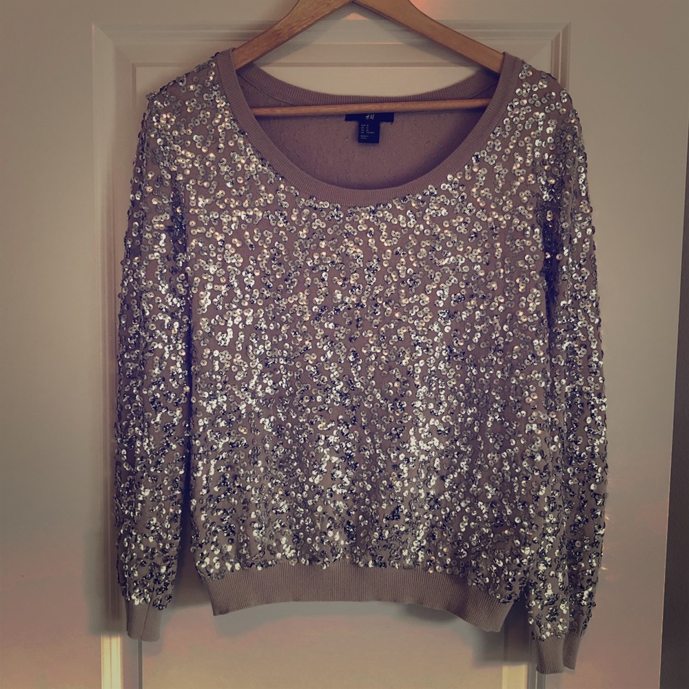 H&M grey/silver sequin sweater